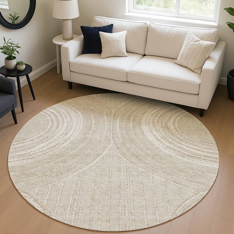 Machine Washable Indoor/ Outdoor Modern Trax Chantille Rug