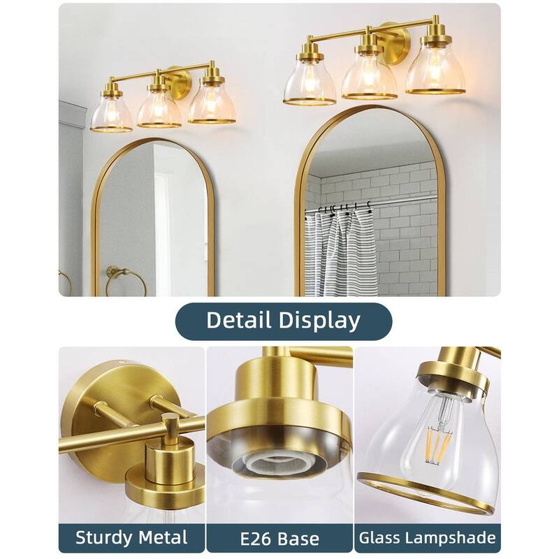 Hermosa Gold 3-Light Bathroom Vanity Light
