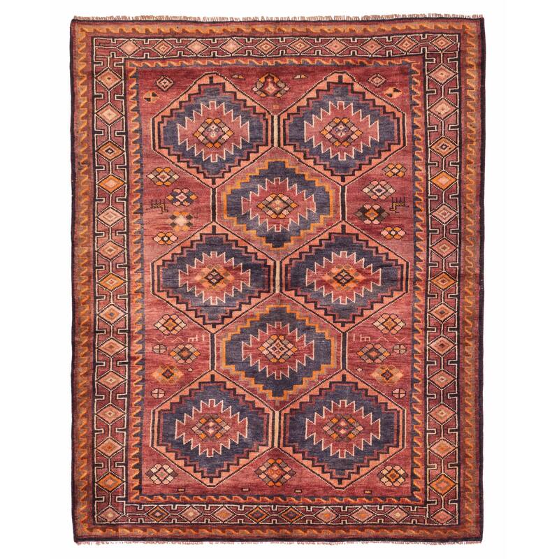 ECARPETGALLERY Hand-knotted Melis Vintage Dark Red Wool Rug - 6'3 x 7'10
