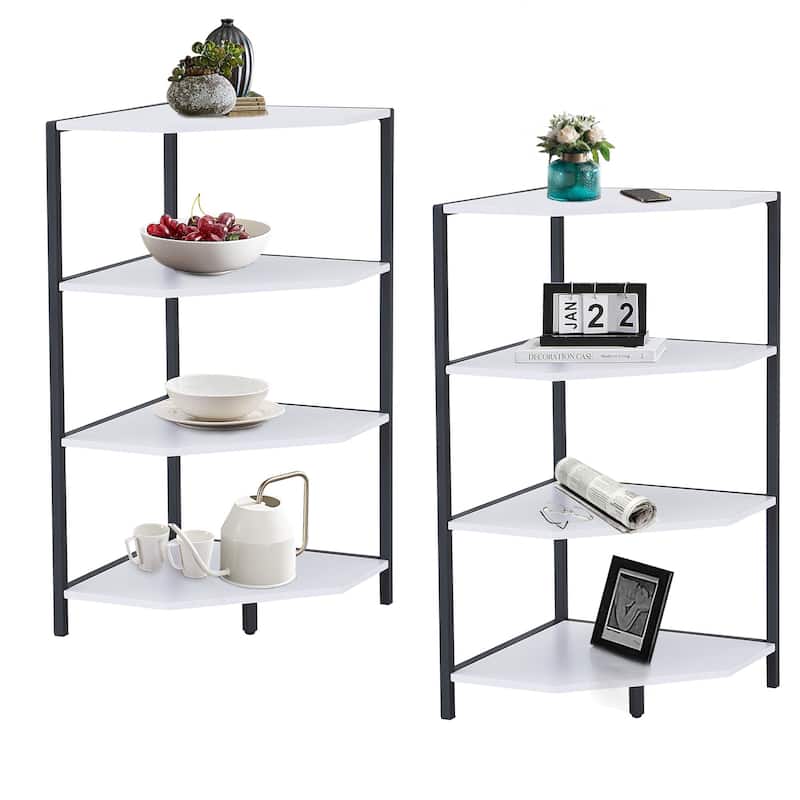 VECELO Modern Nightstands with 4-Tier Shelves Corner Side Table(Set of 2)