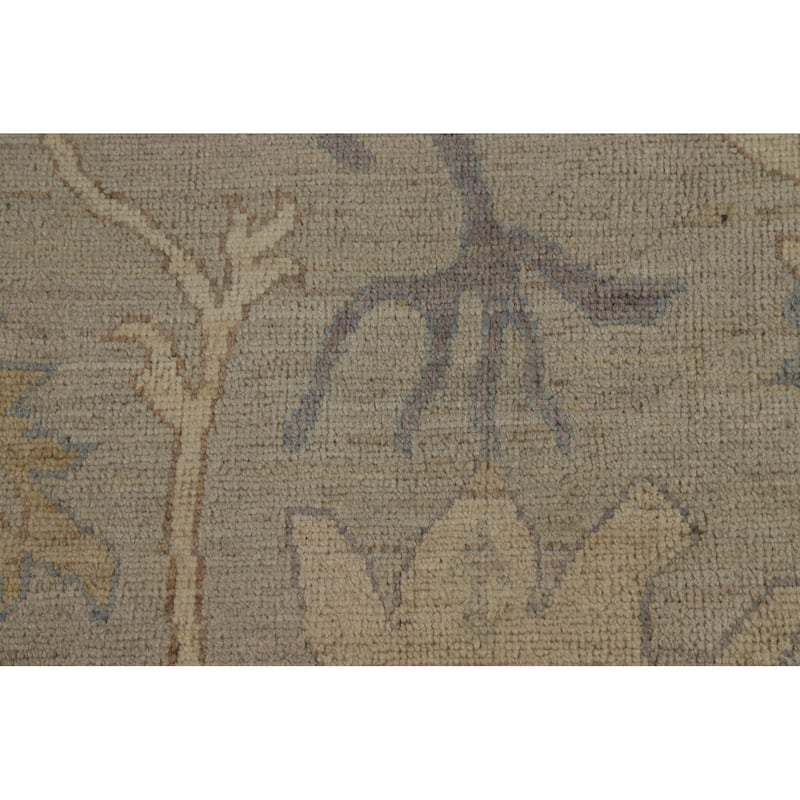 Vegetable Dye Floral Beige Oushak Turkish Rug Hand-Knotted Wool Carpet - 7'10" x 10'0"