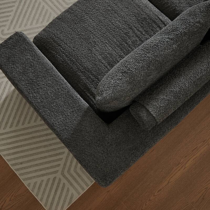 Curved Sectional Sofa with L-Shape Chaise, Chenille Upholstered Boneless Cloud Sofa, Modular 4 Seat Corner Sofa with Cushions