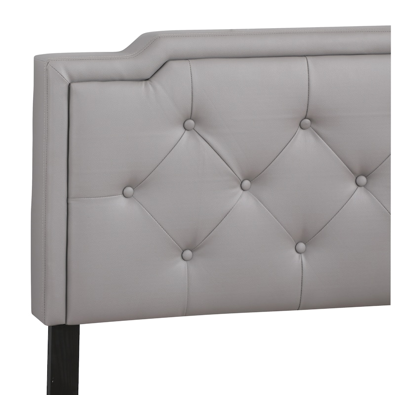 Modern Light Gray Tufted Twin Bed with Adjustable Headboard