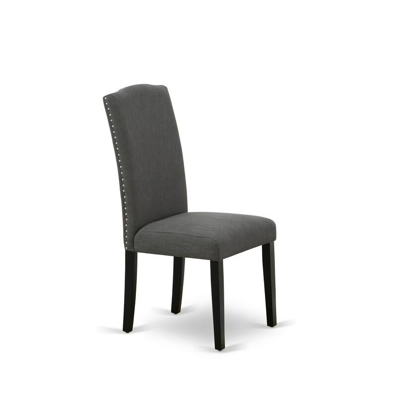 East West Furniture 11 Piece Dining Table Set- a Dinner Table and 10 Dark Gotham Linen Fabric Parson Chairs(Finish Options)