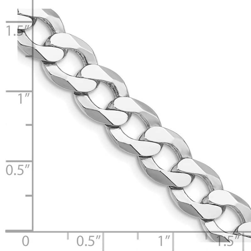 Curata 925 Sterling Silver Rhodium Plated 9.75mm Flat Curb Chain Necklace