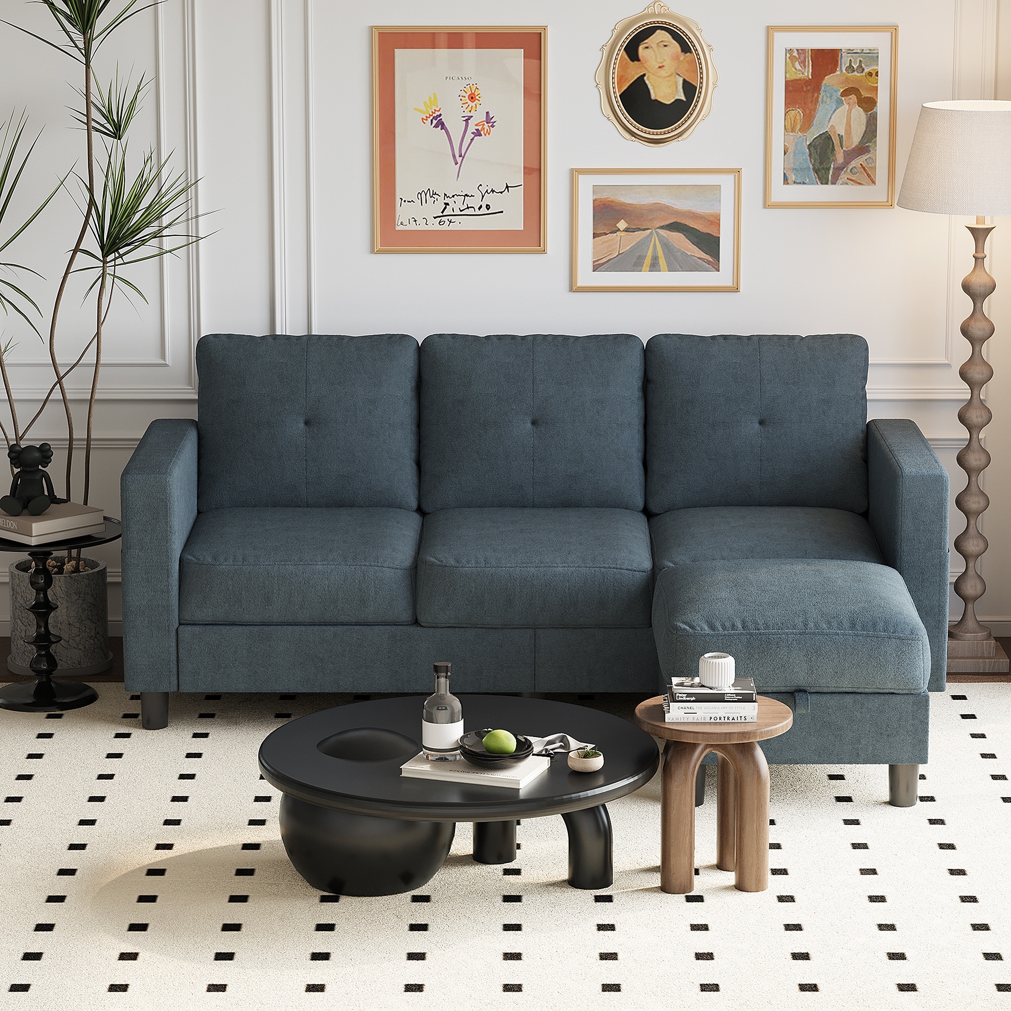 Futzca Modern L-shaped Convertible Sectional Sofa w/ Reversible