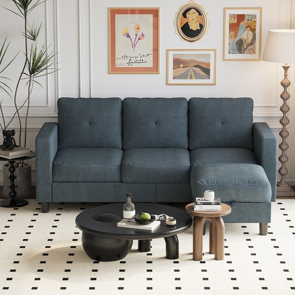 Futzca Modern L-shaped Convertible Sectional Sofa w/ Reversible Chaise