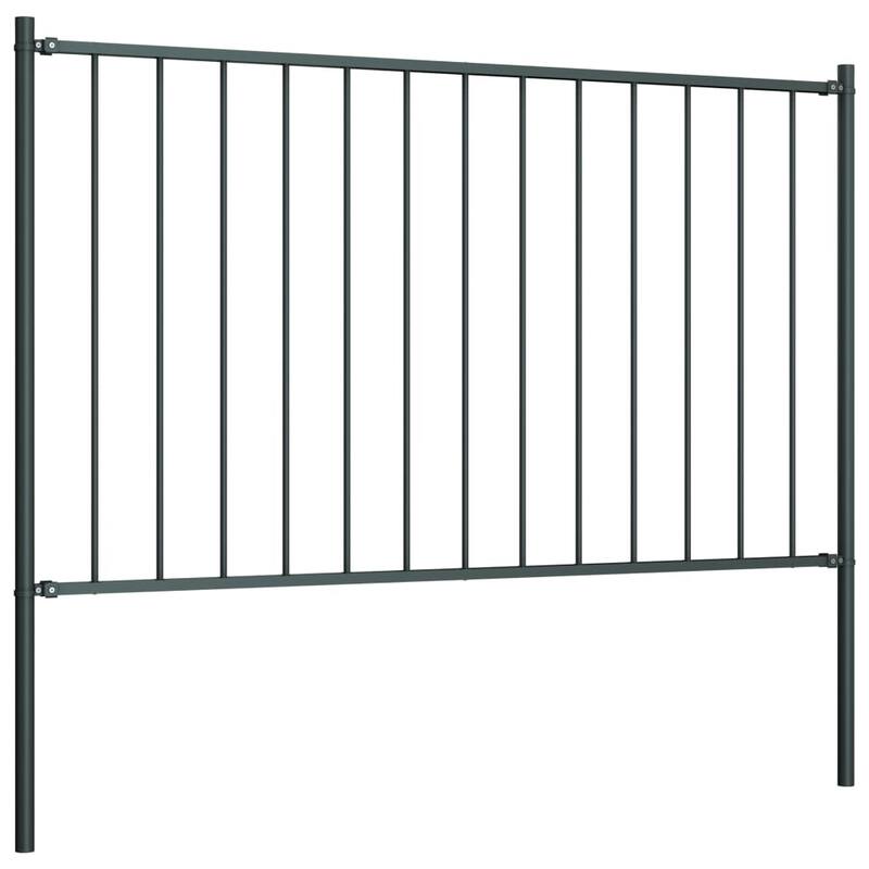 vidaXL Fence Panel with Posts Powder-coated Steel 5.9 ft x 4.1/2.5/3.3 ft