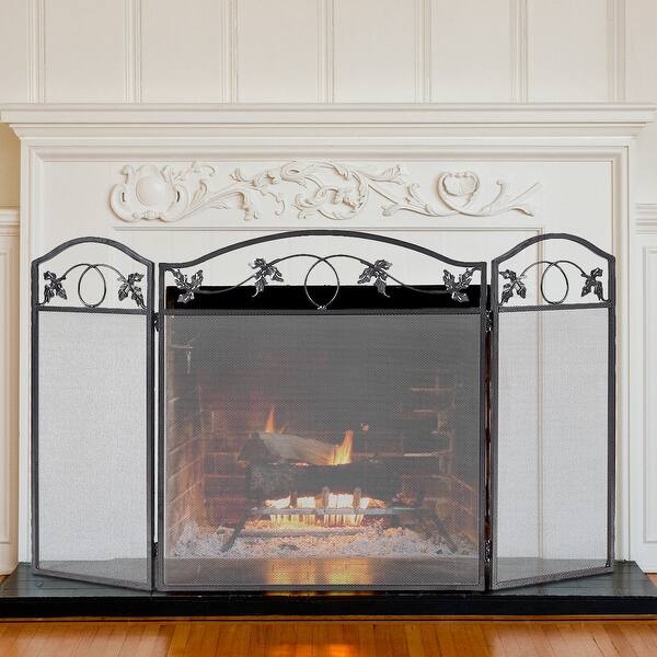 Shop Costway Folding Steel Fireplace Screen Doors 3 Panel Heavy