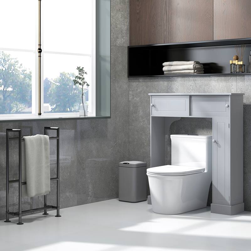 Gray Over the Toilet Storage Freestanding Bathroom Storage
