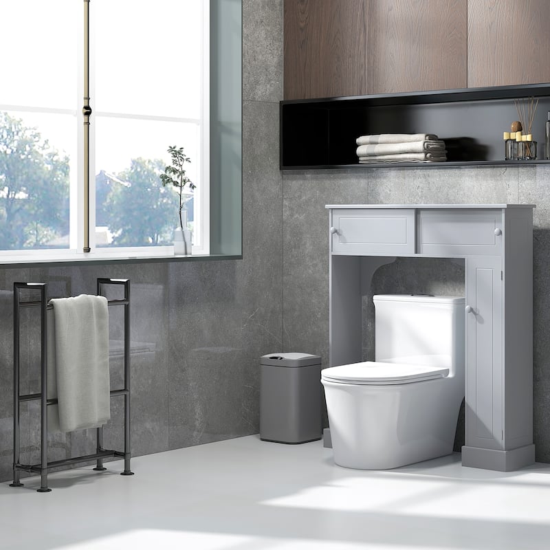 kleankin Over the Toilet Bathroom Cabinet,Toilet Rack, Space Saver, Gray