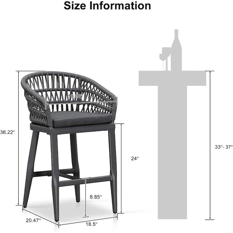 PURPLE LEAF Outdoor Dining Chairs Set of 2 Patio Bar Stools