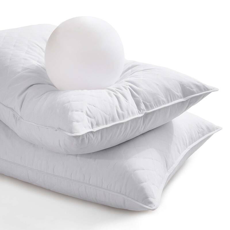 Medium-Firm Premium Soft Down Fiber Bed Pillows Set of 2 - White