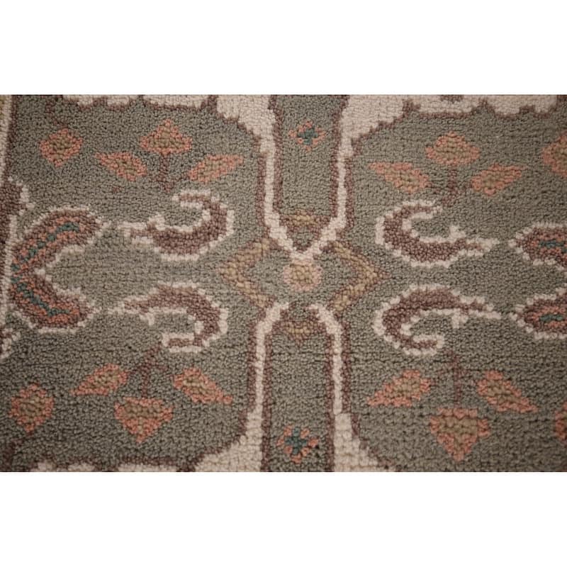 Green Oushak Oriental Runner Rug Handmade Wool Carpet - 2'7"x 9'11"