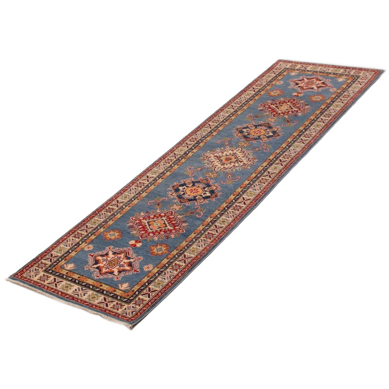 ECARPETGALLERY Hand-knotted Uzbek Ghazni Denim Blue Wool Rug - 2'9 x 9'5