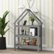 preview thumbnail 15 of 28, Wooden Twin House Bed with Integrated Shelves and Hanger for Kids Room