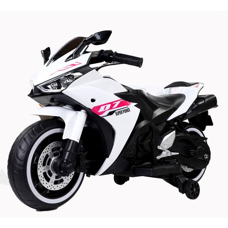 Kids Electric 12V Ride-On Motorcycle with Hand Drive, LED Wheels, and Built-in Music, Perfect Gift for Ages 3-6