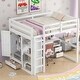 preview thumbnail 16 of 26, Full Size Loft Bed with Wardrobe, Desk, and Storage Shelves, Grey