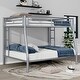 preview thumbnail 7 of 14, Full XL over Queen Metal Bunk Bed with Ladder and Guardrails Silver