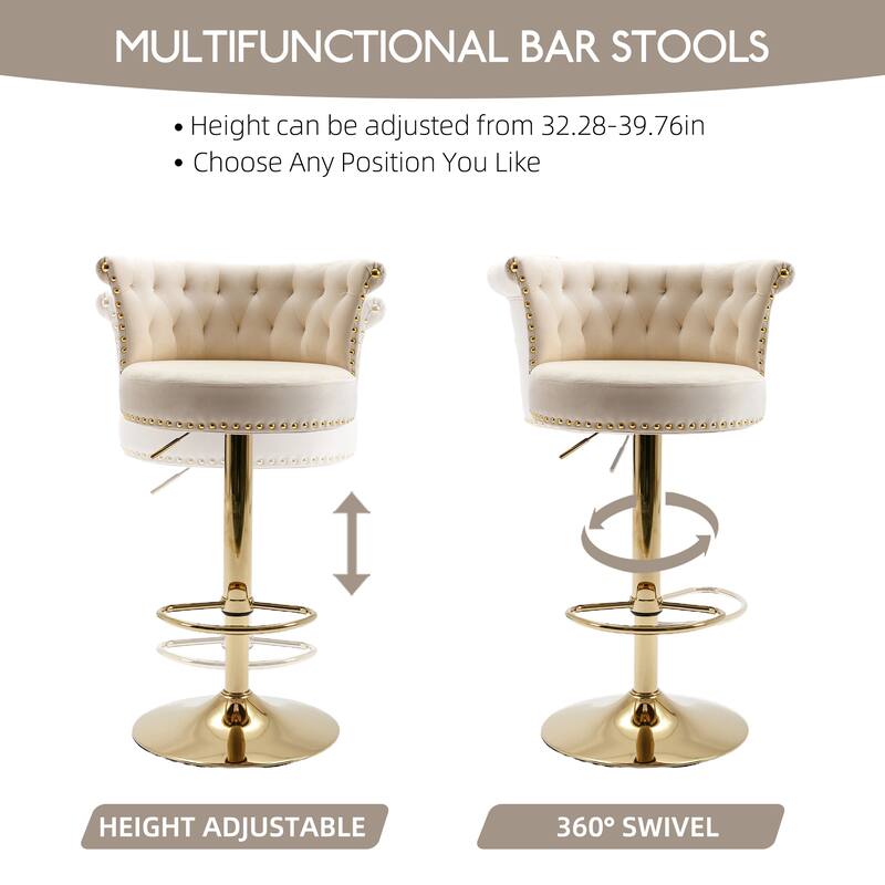 HOMEFUN Swivel Bar Stools Set of 2 Adjustable Counter Height Chairs with Footrest for Kitchen, Dining Room 2PC/SET