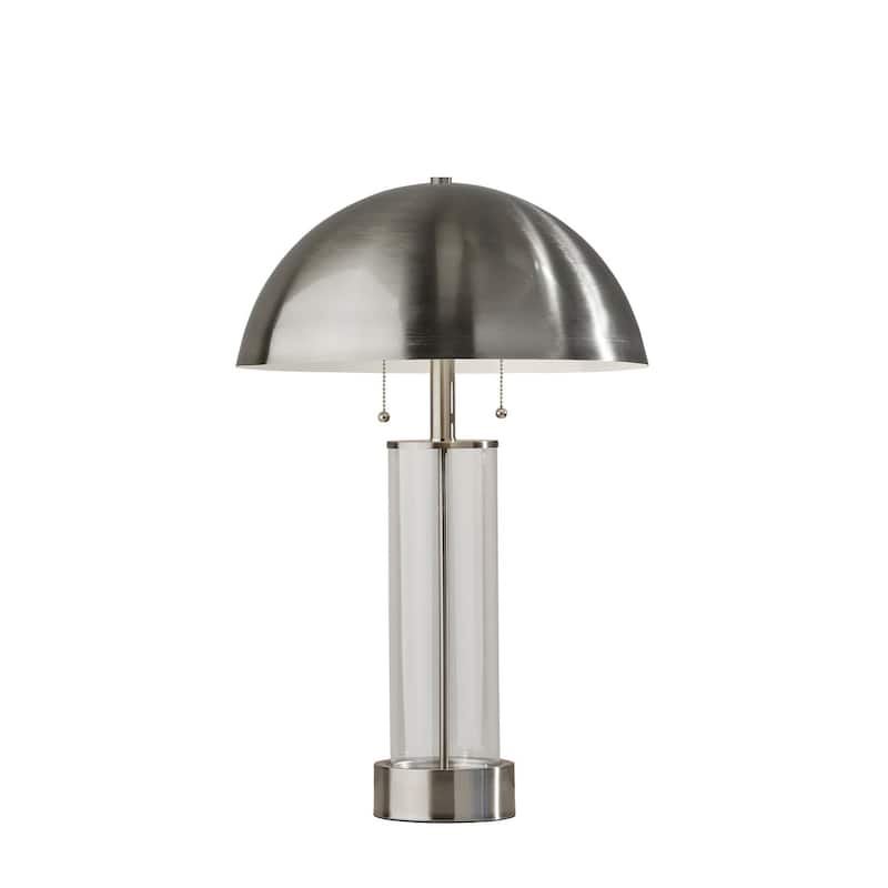 Troy Table Lamp - 25 - Brushed Steel & Clear Glass