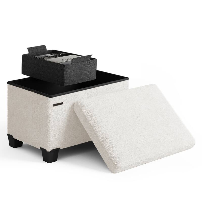 Emperyan Storage Bench for Living Room, Small Ottoman Foot Rest - White - Rectangle - 16"