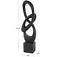 preview thumbnail 8 of 6, Black Polystone Intertwined Loop Abstract Decorative Sculpture with Block Base