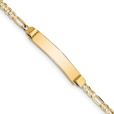 Curata 5.25mm 10k Yellow Gold Engravable Figaro Link ID Bracelet