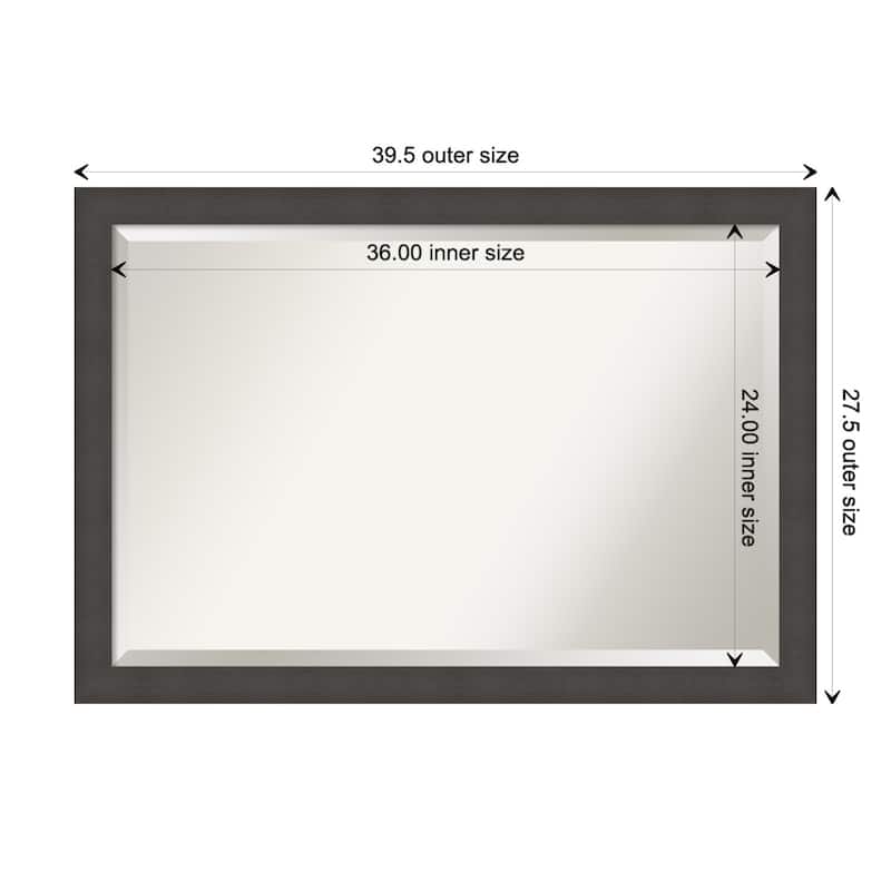 Blaine Narrow Beveled Framed Bathroom Vanity Wall Mirror - Blaine Light Pewter Narrow - Glass Size 36x24