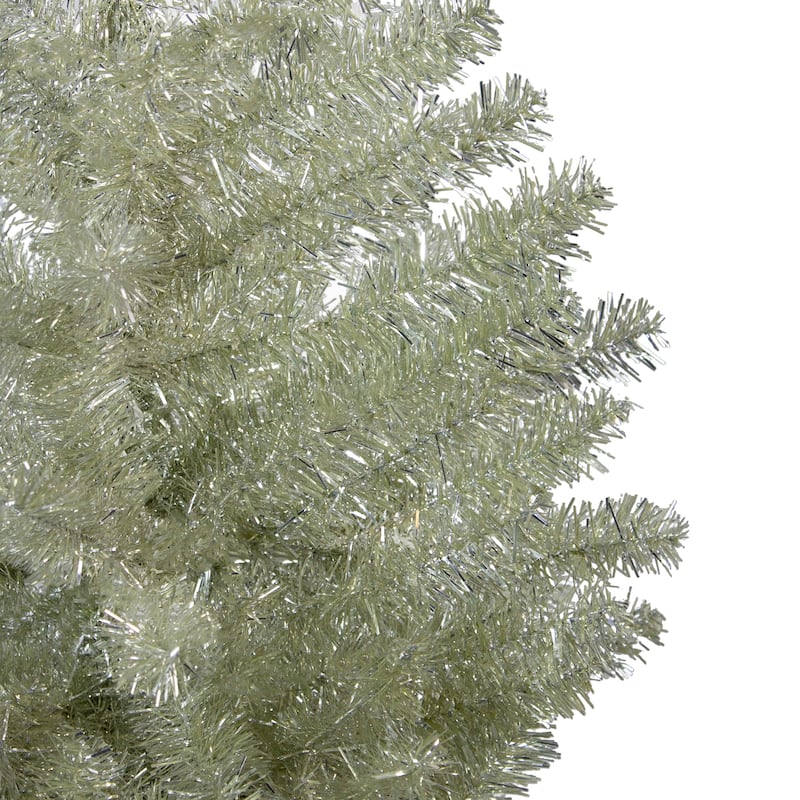 7' Metallic Platinum Artificial Tinsel Christmas Tree - Unlit - 7 Foot