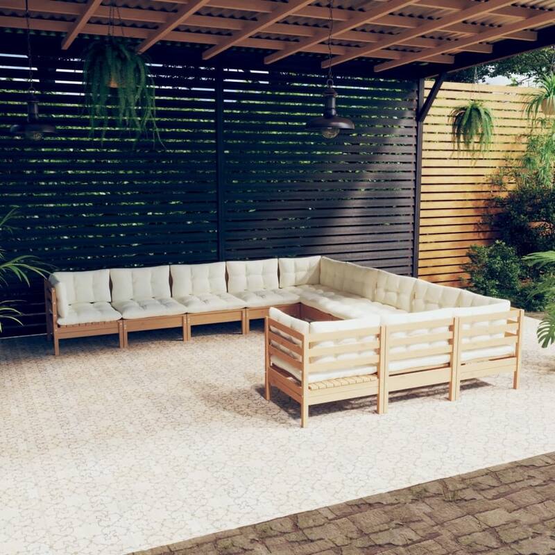 vidaXL 12 Piece Patio Lounge Set with Cushions multi colors Pinewood