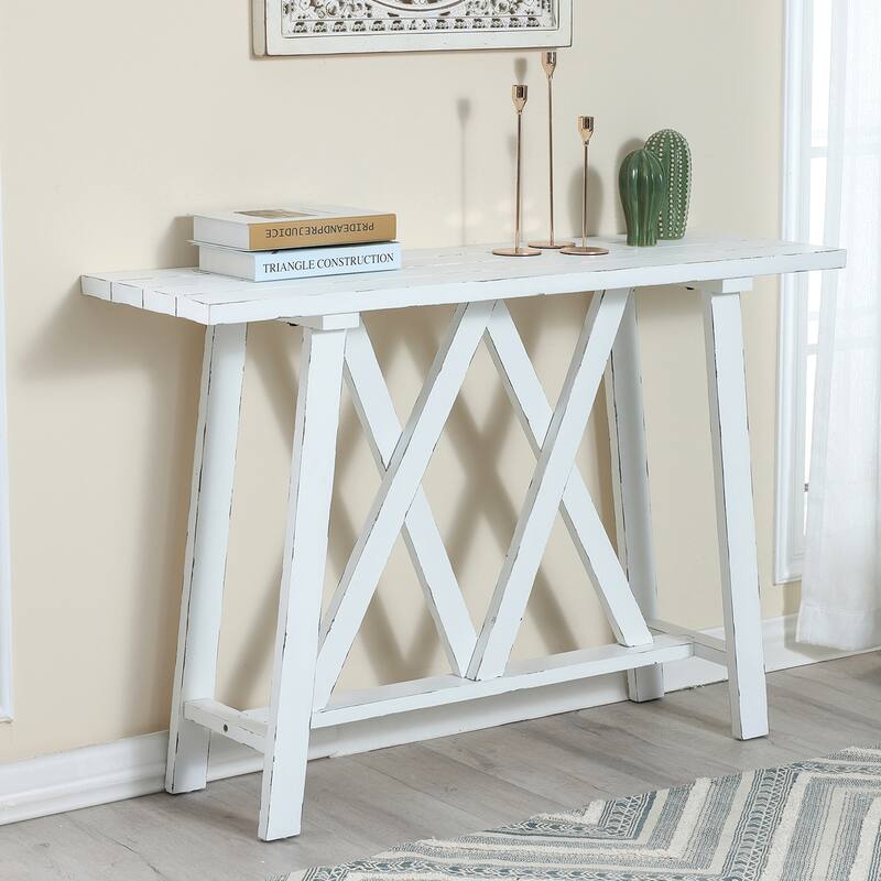 Farmhouse White Console and Entry Table - 32.5" H x 47.9" W x 15" D
