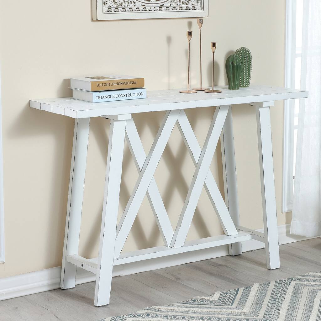 Farmhouse White Console and Entry Table - 32.5" H x 47.9" W x 15" D