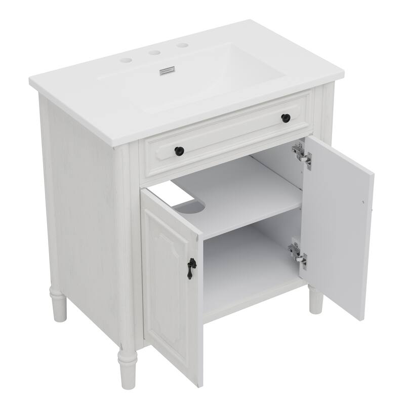 Christopher Knight Home - Marseille 31" Vintage Bathroom Vanity with Sink, Antique Cabinet with Classic Bathroom Storage