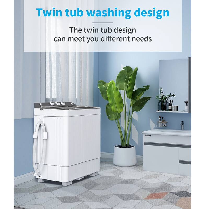 Semiautomatic Twin Tube Washing Machine with Builtin Drain Pump Bed