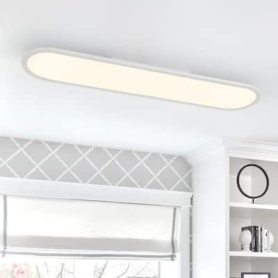 Modern Linear Dimmable LED Oval Semi Flush Mount Ceiling Light