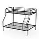 preview thumbnail 1 of 16, Costway Twin over Full Metal Bunk Bed with Inclined Ladder Safety - See Details Black