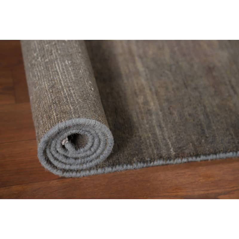 Modern Gabbeh Foyer Rug Handmade Grey Wool Carpet - 3'3"x 4'10"