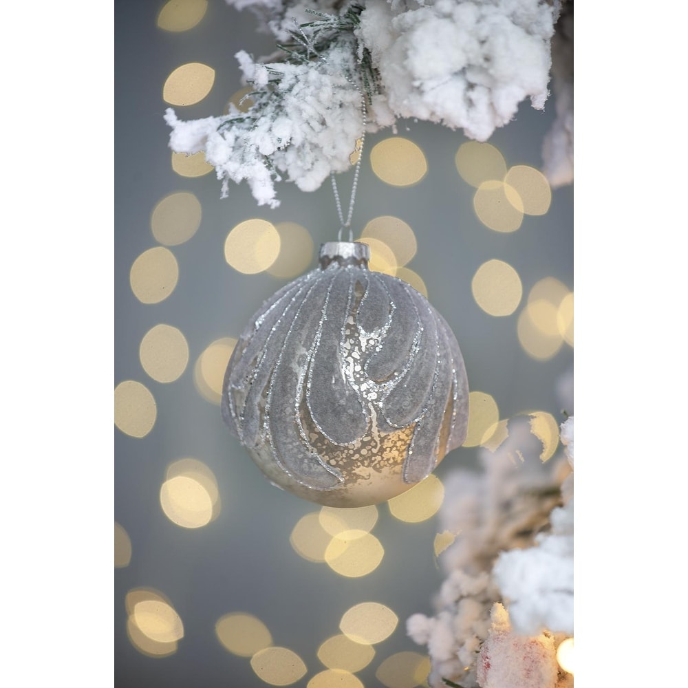D3.9" Christmas Ball Ornaments, Glass Decorative Hanging Ball Christmas Tree Ornaments for Holiday Decorations, Set of 6