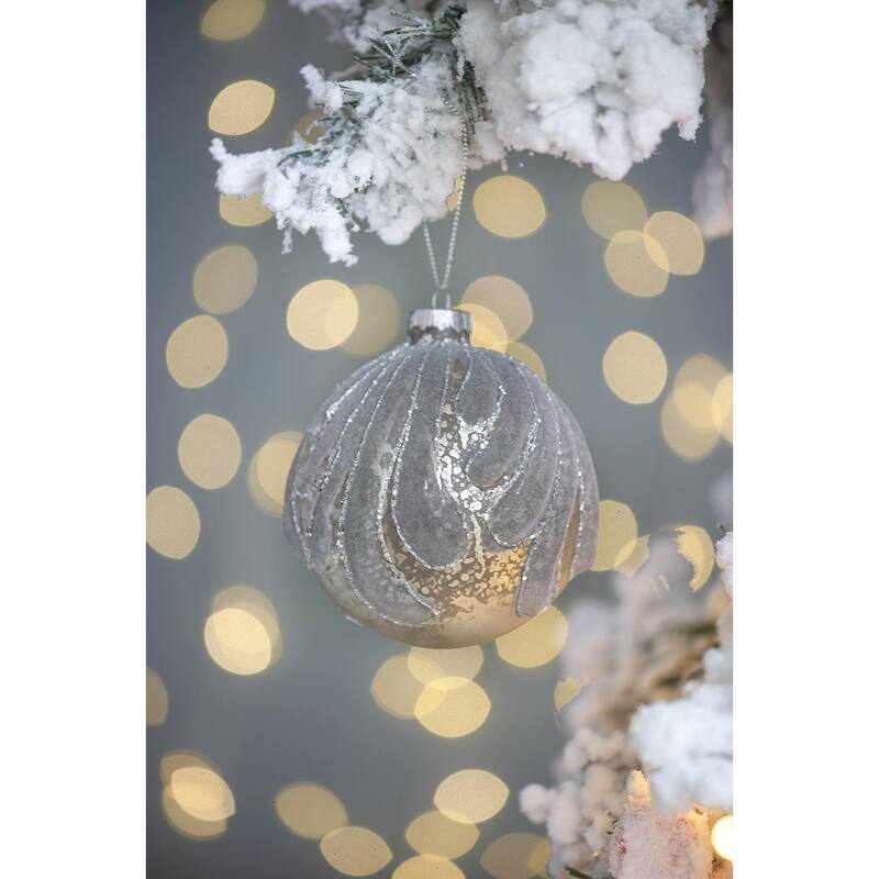 D3.9" Glass Decorative Hanging Ball Christmas Tree Ornaments