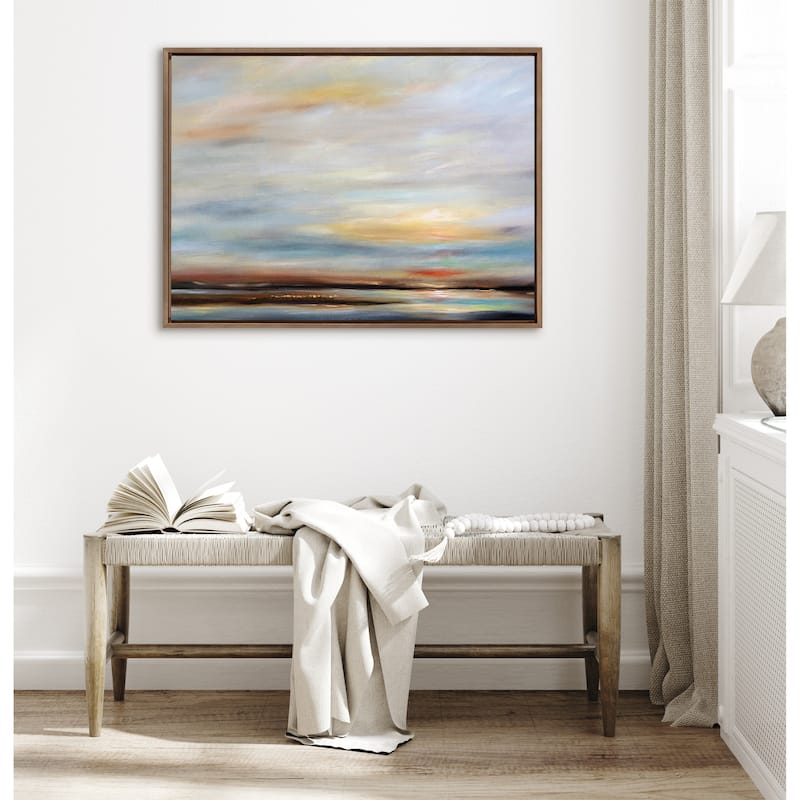 Kate and Laurel Sylvie Carolina Sunset Framed Canvas by Mary Sparrow