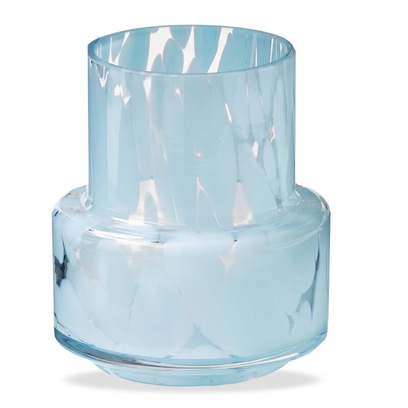 Porto Light Blue Speckled Glass Vase - Decorative Novelty Vase for Summer, 5.5" H x 4.75" L x 4.75" W