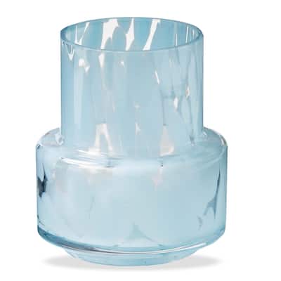 Porto Light Blue Speckled Glass Vase - Decorative Novelty Vase for Summer, 5.5" H x 4.75" L x 4.75" W