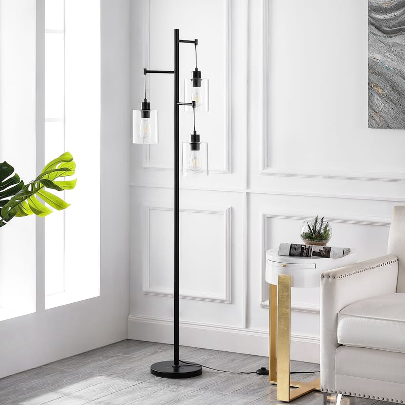 GetLedel 69" Industrial 3-Light Tree Floor Lamp with Glass Shades