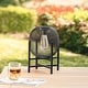 preview thumbnail 17 of 18, Glitzhome Set of 2 Metal Black Solar Powered Outdoor Lantern with Stand