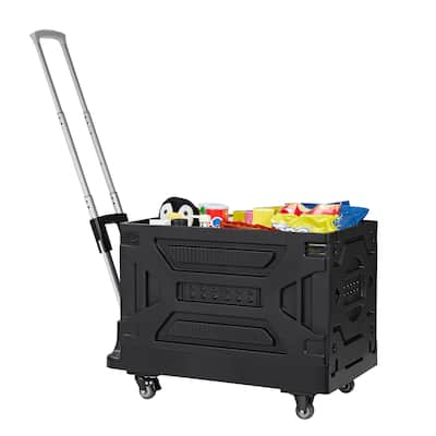VECELO 16 gallons Shopping Carts with Wheels, Folding Storage Bins, Light Weight Platform Trucks Dolly