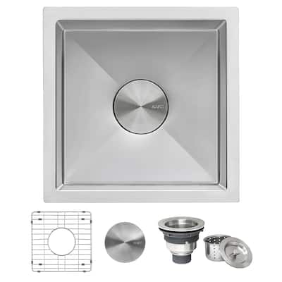 Ruvati 15 inch Undermount Bar Prep 16 Gauge Kitchen Sink Round Corners Stainless Steel Single Bowl - 15 x 15 - 15 x 15