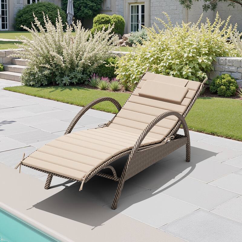 Outdoor Patio Chaise Lounge Cushions Pad with Straps