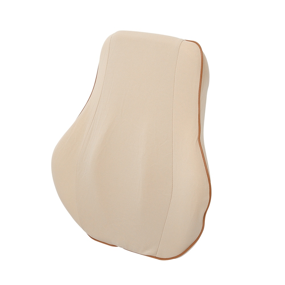 Car Seat Back Pillow Lumbar Rest Soft Memory Foam Breathable Cushion Pad – Beige (Beige)