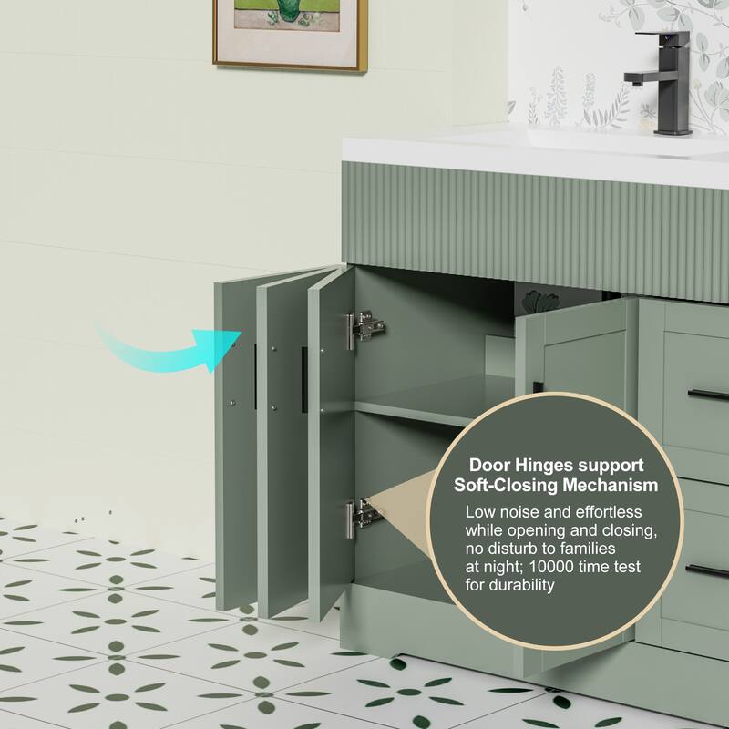 Wavy Line 30"/36"/48" Bathroom Vanity Set with Sink & Faucet